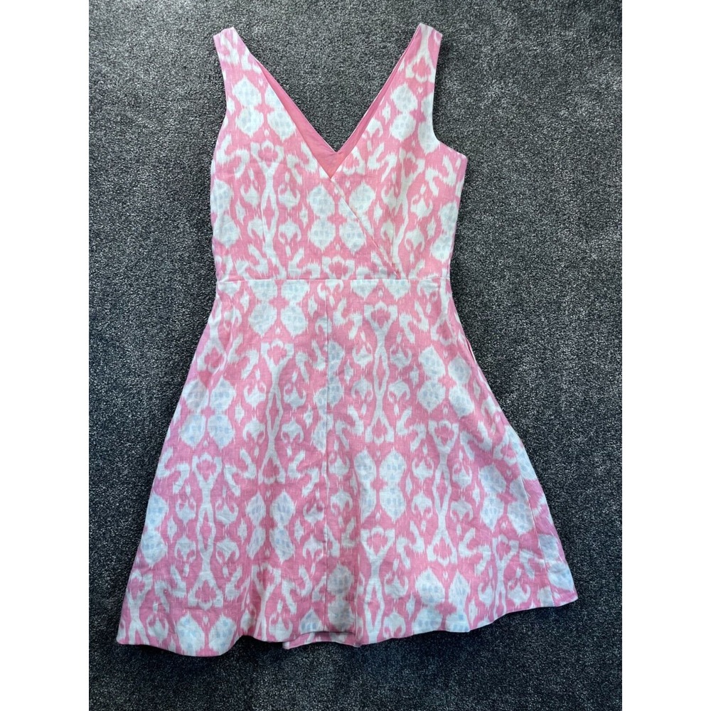 Gap Pink & White Ikat Pattern Sleeveless Linen Dress - Picture 8 of 8